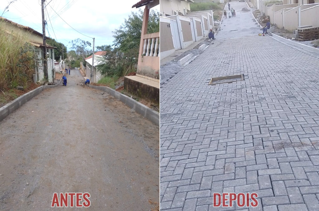 Pavimentação com Pisos Intertravados - Antes e Depois